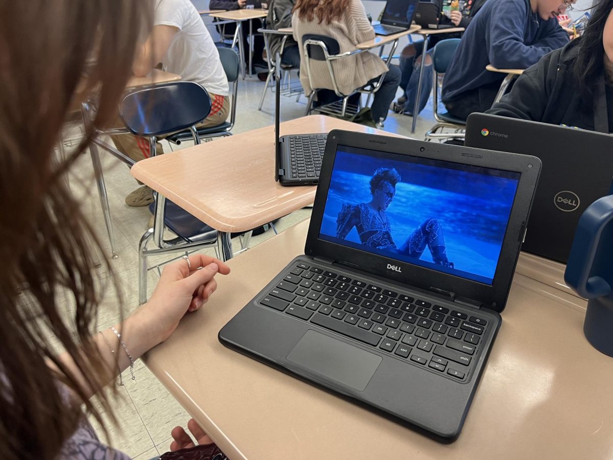 Taft student watching the music video for the new Jojo Siwa song Karma 