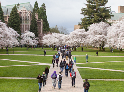 Students walking at a university
