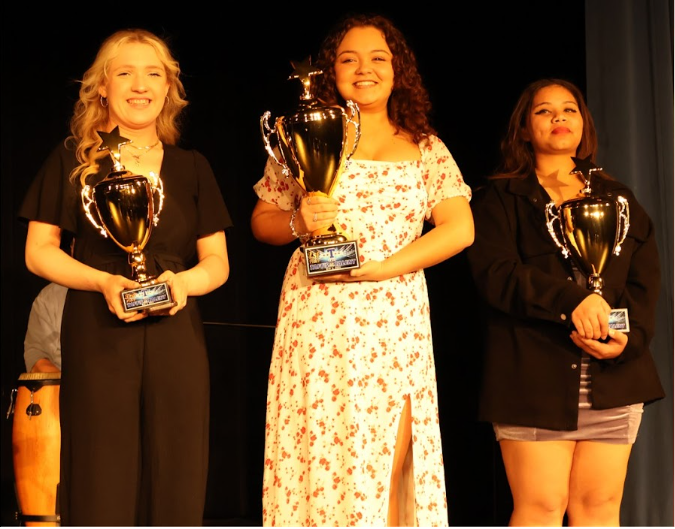 The photo above shows the three winners of the Tafts Got Talent, Alany Barrera earning first place,  Leia Burton earning second place, and Zuzanna Mendus earning third place. 