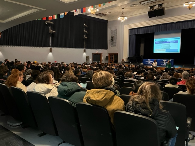 The auditorium on Sophomore Programming Kickoff Night. 