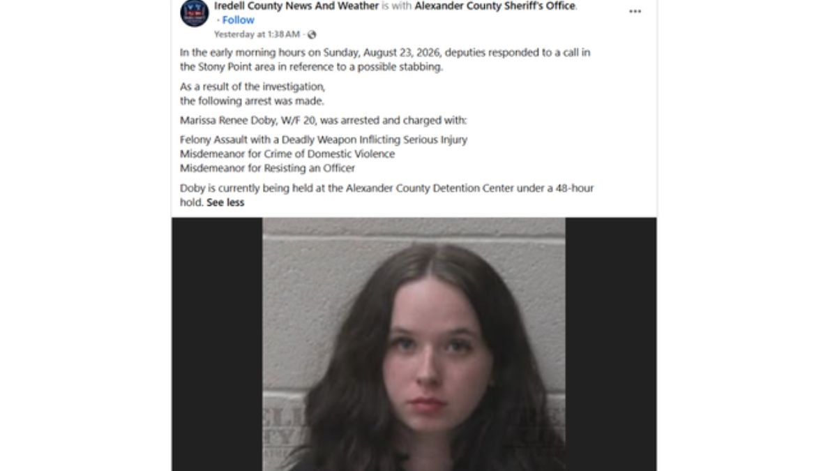 Doby, who resides on NC Highway 90 East, attempted to flee on foot while officers were placing her under arrest.